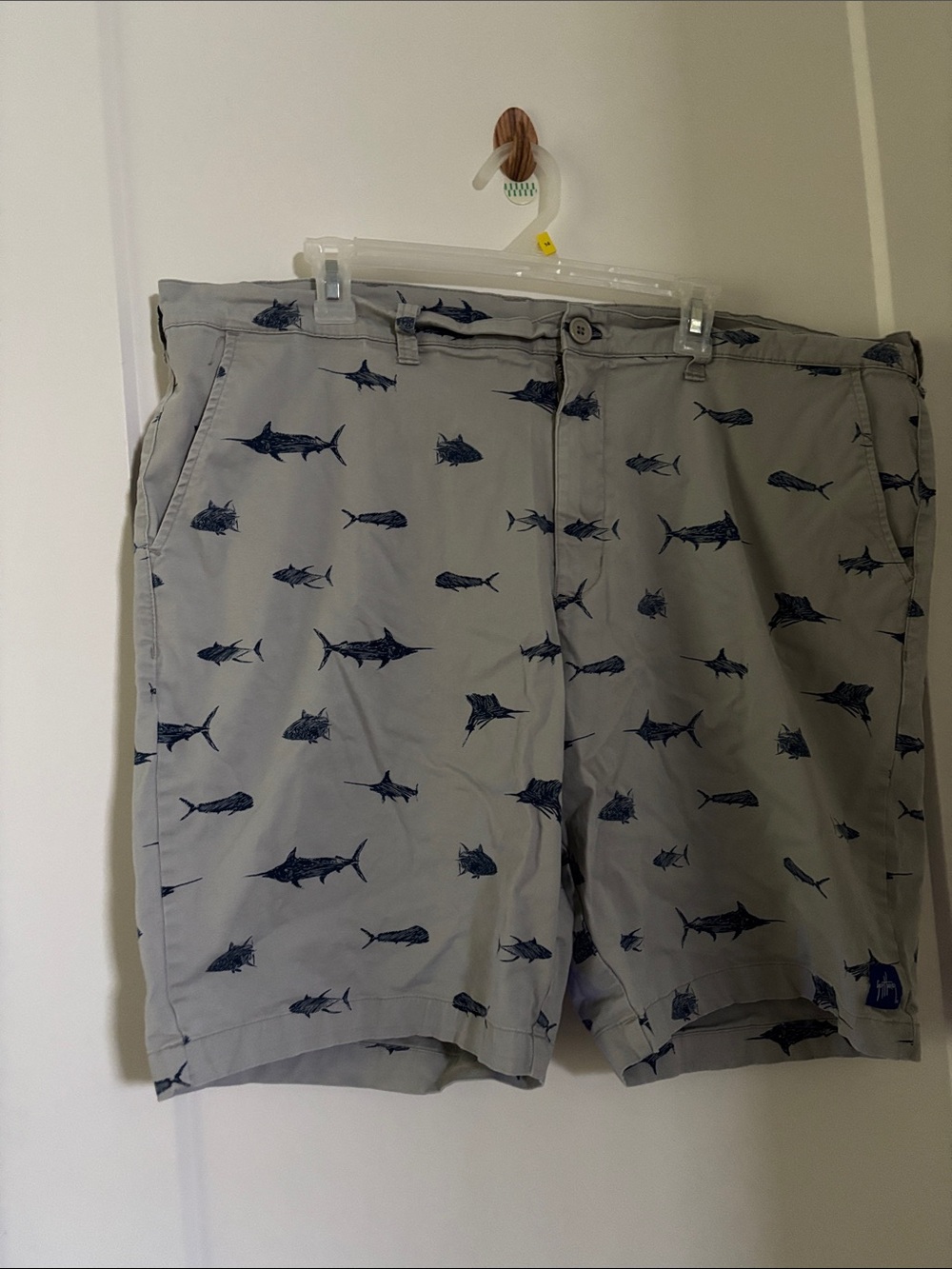 Guy Harvey Light Gray Shirts with Navy Fish Print